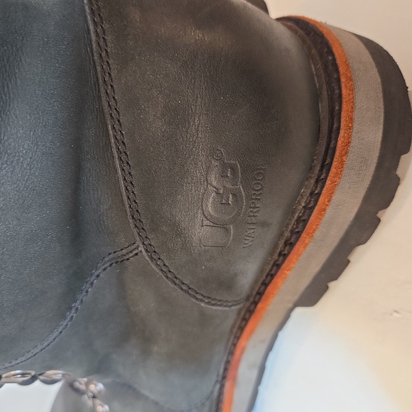 UGG Mens Rohnan Black Leather Waterproof Outdoor Lace Up Boots Size 13 - Picture 4 of 9